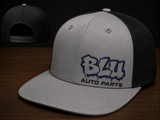BluAutoParts Grey Trucker Hat Black/Blue Logo