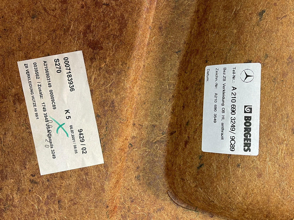 1999-02 Merecedes E55 AMG W210 Parcel Shelf 156
