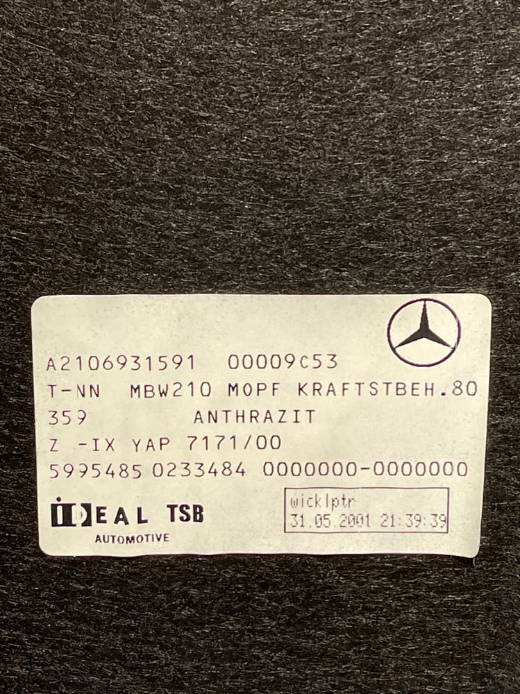 1999-02 Merecedes E55 AMG W210 Rear Trunk Panel/Cover Fuel Tank 156