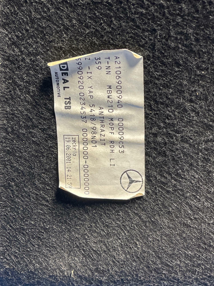 1999-02 Merecedes E55 AMG W210 Left Trunk Panel 156