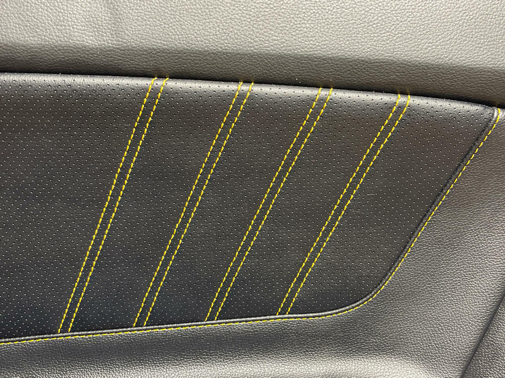 2015-23 Ford Mustang Door Panels Pair LH RH Yellow Stitching 210