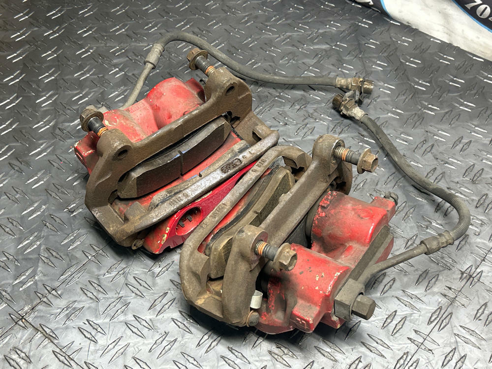 2001 Ford Mustang Bullitt Front Brake Caliper Pair (Red, made by PBR) 271
