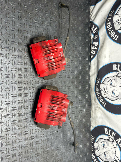 2001 Ford Mustang Bullitt Front Brake Caliper Pair (Red, made by PBR) 271
