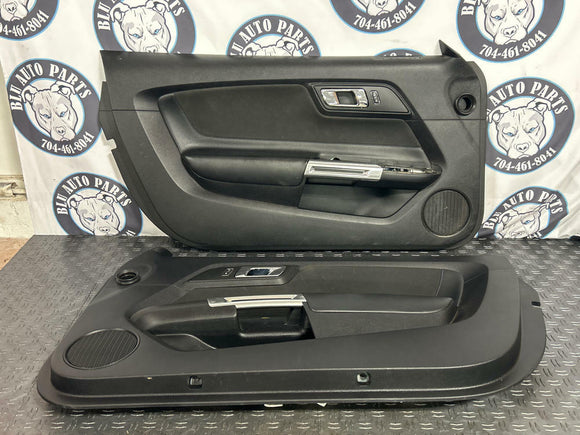 2015-23 Ford Mustang GT Leather Door Panel Pair- Blue Stitching 278