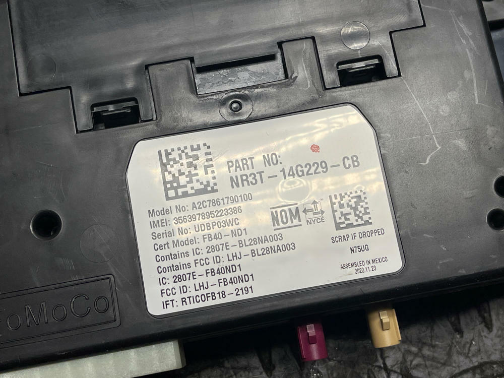 2018-23 Ford Mustang Telematics Communication Control Module NR3T-14G229-CB