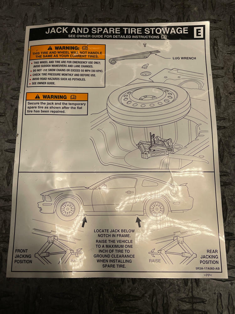 2011-14 Ford Mustang GT OEM Spare Tire Kit- Complete 311