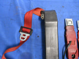 1987-93 Ford Mustang GT Red Front Seat Belt and Buckles Pair 062