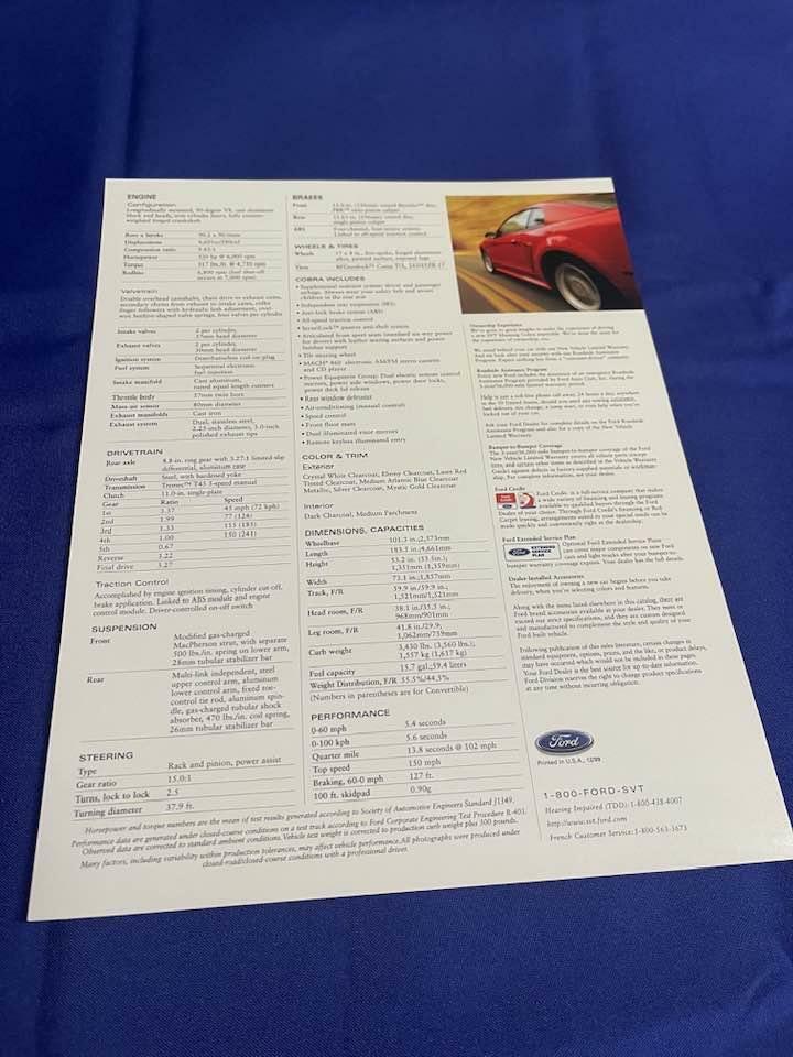 2000 SVT Cobra Dealer Card
