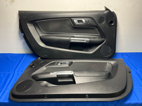 2015-21 Ford Mustang Coupe Black Leather Door Panels Shaker 143